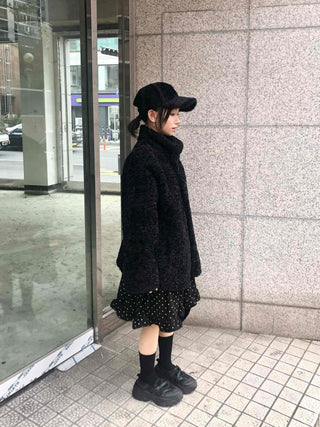 Button Boxy Fleece Quilted Midi Coat