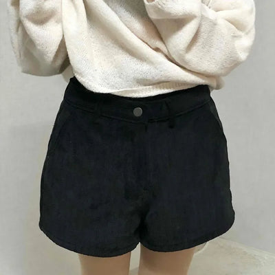 Casual Color Block Stitch Mini Corduroy Shorts