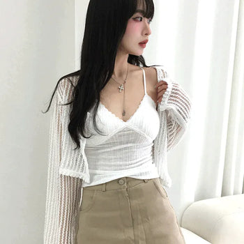 Opin Semi-Crop See-Through Mesh Bolero