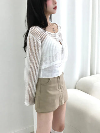Opin Semi-Crop See-Through Mesh Bolero