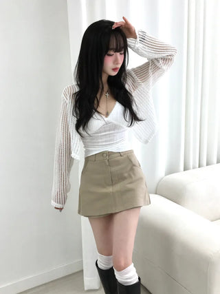 Opin Semi-Crop See-Through Mesh Bolero