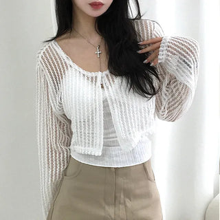 Opin Semi-Crop See-Through Mesh Bolero