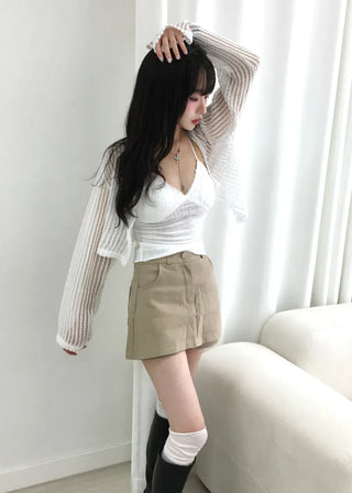 Opin Semi-Crop See-Through Mesh Bolero