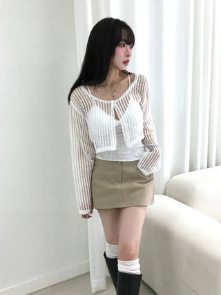 Opin Semi-Crop See-Through Mesh Bolero