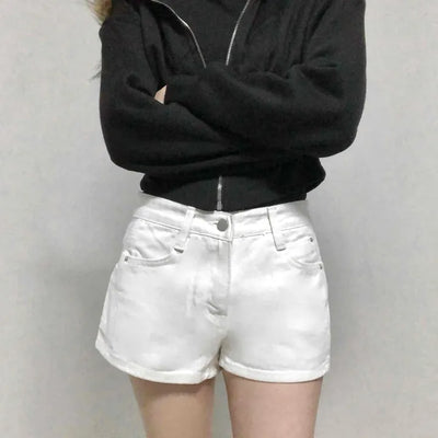 Clean Fit Rolled-Up Cut Denim Shorts