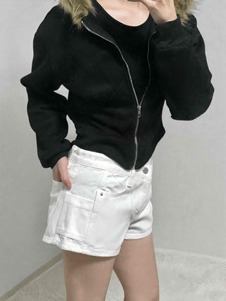 Clean Fit Rolled-Up Cut Denim Shorts