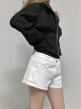 Clean Fit Rolled-Up Cut Denim Shorts