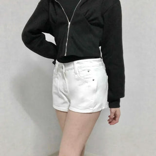 Clean Fit Rolled-Up Cut Denim Shorts