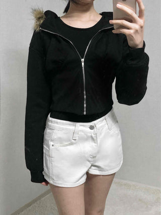 Clean Fit Rolled-Up Cut Denim Shorts