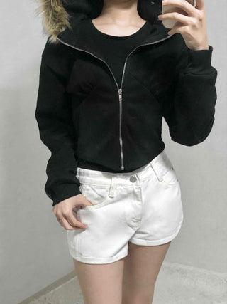 Clean Fit Rolled-Up Cut Denim Shorts