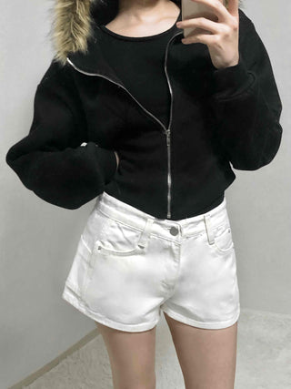 Clean Fit Rolled-Up Cut Denim Shorts