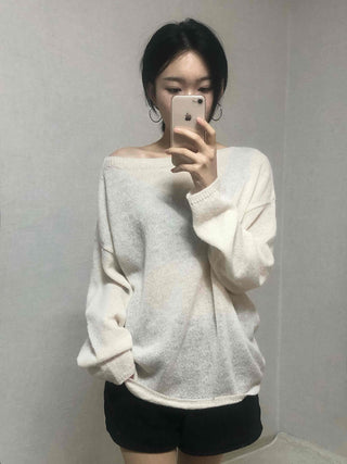Daily Warm Tone Loose Fit Round Drop Shoulder Knit