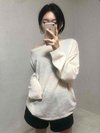 Daily Warm Tone Loose Fit Round Drop Shoulder Knit