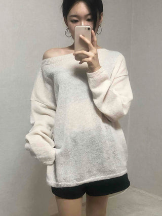 Daily Warm Tone Loose Fit Round Drop Shoulder Knit