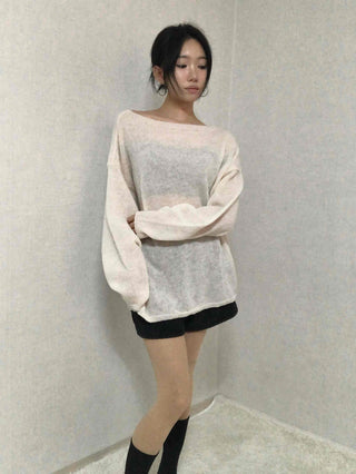 Daily Warm Tone Loose Fit Round Drop Shoulder Knit