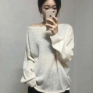 Daily Warm Tone Loose Fit Round Drop Shoulder Knit