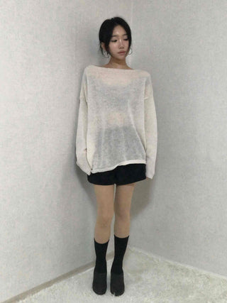 Daily Warm Tone Loose Fit Round Drop Shoulder Knit
