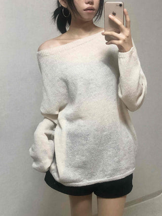 Daily Warm Tone Loose Fit Round Drop Shoulder Knit