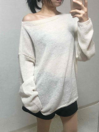 Daily Warm Tone Loose Fit Round Drop Shoulder Knit
