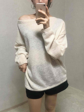 Daily Warm Tone Loose Fit Round Drop Shoulder Knit