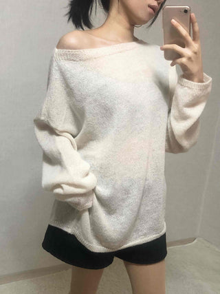 Daily Warm Tone Loose Fit Round Drop Shoulder Knit