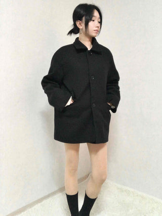 Basic Collar A-Line Boxy Fit Single Coat