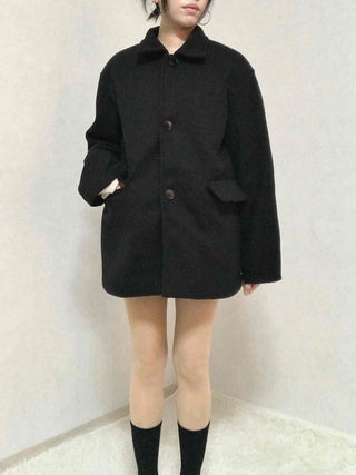 Basic Collar A-Line Boxy Fit Single Coat