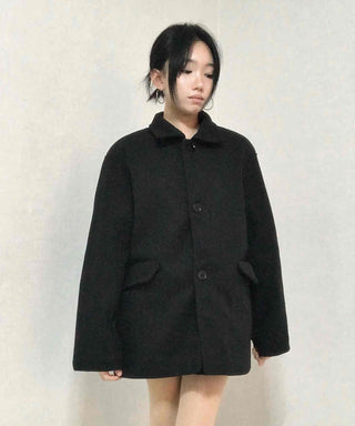 Basic Collar A-Line Boxy Fit Single Coat