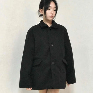 Basic Collar A-Line Boxy Fit Single Coat