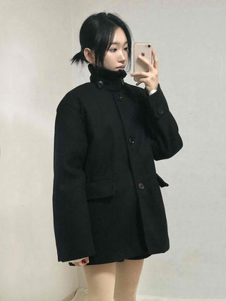 Basic Collar A-Line Boxy Fit Single Coat