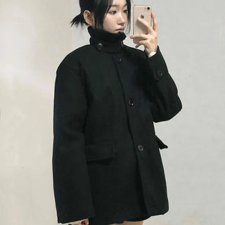 Basic Collar A-Line Boxy Fit Single Coat