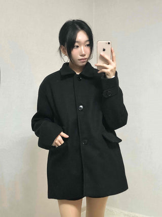 Basic Collar A-Line Boxy Fit Single Coat