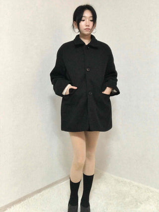 Basic Collar A-Line Boxy Fit Single Coat