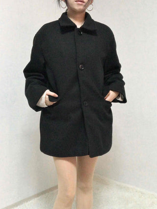Basic Collar A-Line Boxy Fit Single Coat