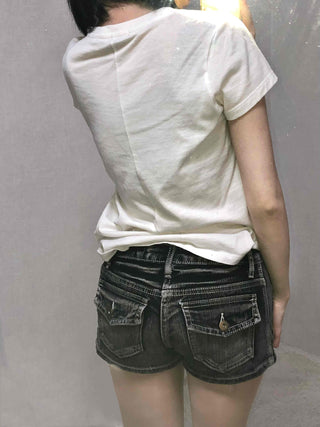 Premium Denim-on-Denim Stitch Belt Loop Micro Denim Shorts
