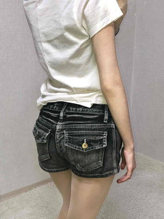 Premium Denim-on-Denim Stitch Belt Loop Micro Denim Shorts