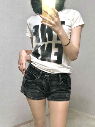 Premium Denim-on-Denim Stitch Belt Loop Micro Denim Shorts