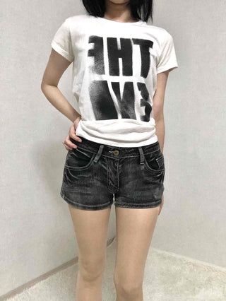Premium Denim-on-Denim Stitch Belt Loop Micro Denim Shorts