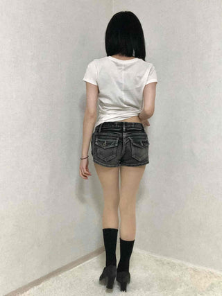 Premium Denim-on-Denim Stitch Belt Loop Micro Denim Shorts