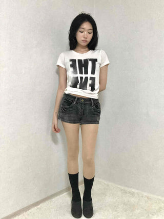 Premium Denim-on-Denim Stitch Belt Loop Micro Denim Shorts