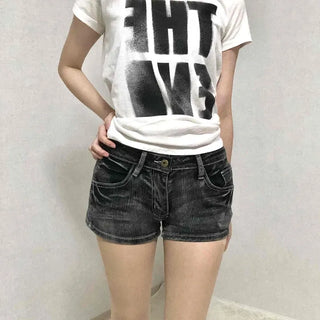 Premium Denim-on-Denim Stitch Belt Loop Micro Denim Shorts
