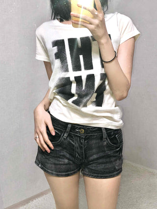 Premium Denim-on-Denim Stitch Belt Loop Micro Denim Shorts