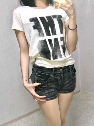 Premium Denim-on-Denim Stitch Belt Loop Micro Denim Shorts