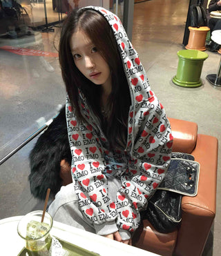 OMG Lettering All-Over Print Zip-Up Hoodie