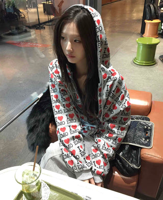 OMG Lettering All-Over Print Zip-Up Hoodie