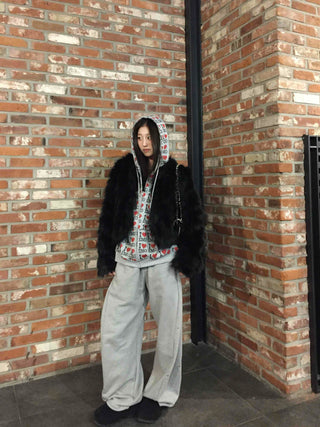 OMG Lettering All-Over Print Zip-Up Hoodie