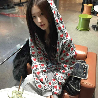 OMG Lettering All-Over Print Zip-Up Hoodie