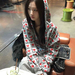 OMG Lettering All-Over Print Zip-Up Hoodie