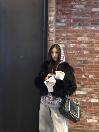OMG Lettering All-Over Print Zip-Up Hoodie