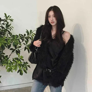 Luxury Fringe Shirred Loose Fit Long Cardigan